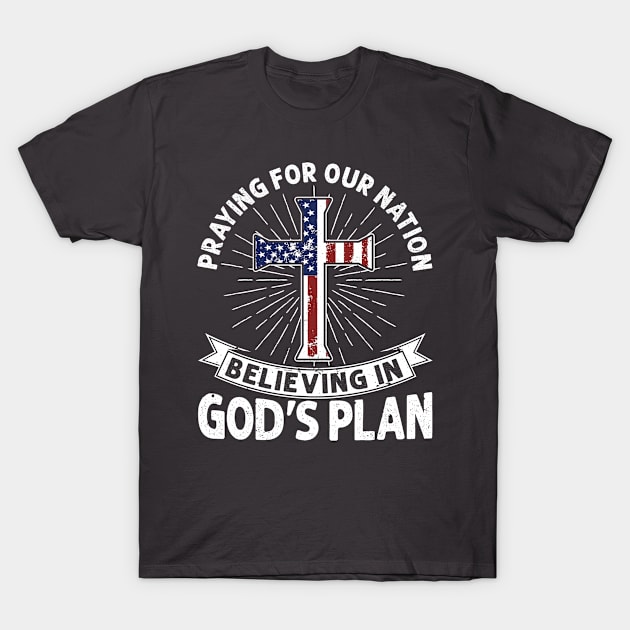 Praying For Our Nation Jesus American Flag Patriot Christian T-Shirt by Toeffishirts